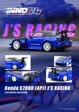 Honda  - S2000 J'S RACING blue - 1:64 - Inno Models - IN64-S2000JS-BLUE - IN64-S2000JS-BLUE | Toms Modelautos