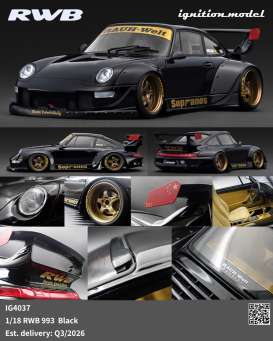 Porsche  - RWB 993 black - 1:18 - Ignition - IG4037 - IG4037 | Toms Modelautos