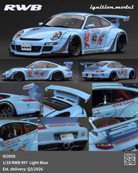 Porsche  - RWB 997 light blue - 1:18 - Ignition - IG3958 - IG3958 | Toms Modelautos