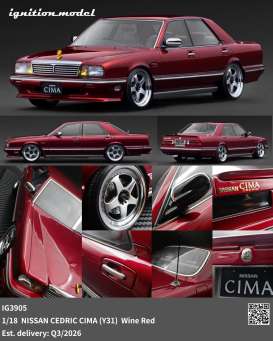 Nissan  - CEDRIC CIMA (Y31)  red - 1:18 - Ignition - IG3905 - IG3905 | Toms Modelautos