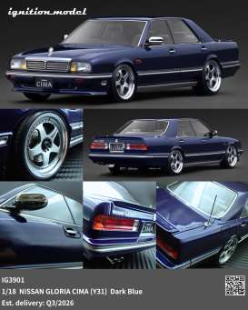 Nissan  - Gloria CIMA (Y31)  dark blue - 1:18 - Ignition - IG3901 - IG3901 | Toms Modelautos