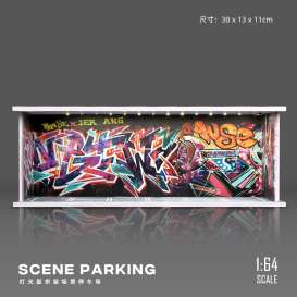 diorama Accessoires - Graffiti parking lot with ligh various - 1:64 - Black Box Diorama - KW384-E - KW384-E | Toms Modelautos