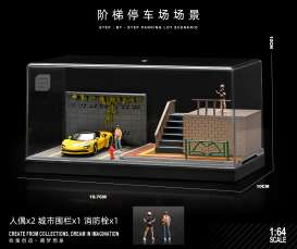 diorama Accessoires - Parking lot 06 with figure various - 1:64 - Black Box Diorama - SCJ-82006-A - SCJ-82006-A | Toms Modelautos