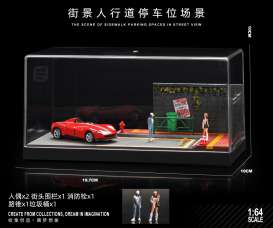 diorama Accessoires - Parking lot 07 with figure various - 1:64 - Black Box Diorama - SCJ-82007-A - SCJ-82007-A | Toms Modelautos