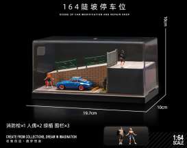 diorama Accessoires - Parking lot 08 with figure various - 1:64 - Black Box Diorama - SCJ-82008-A - SCJ-82008-A | Toms Modelautos