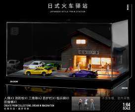 diorama Accessoires - Japan train station  with figu various - 1:64 - Black Box Diorama - SCJ-82027-A - SCJ-82027-A | Toms Modelautos