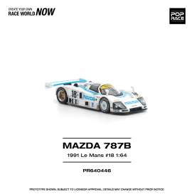 Mazda  - 787B 1991 white/blue - 1:64 - Pop Race Limited - PR640446 - PR640446 | Toms Modelautos