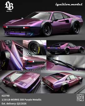 Ferrari  - LB-WORKS 308 purple - 1:18 - Ignition - IG3748 - IG3748 | Toms Modelautos