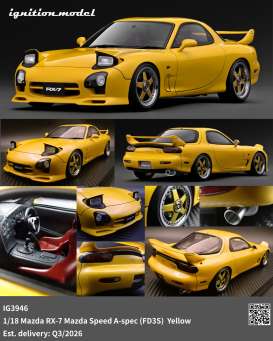 Mazda  - RX-7 yellow - 1:18 - Ignition - IG3946 - IG3946 | Toms Modelautos