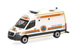 Mercedes Benz  - Sprinter 2018 white/orange/blue - 1:87 - Herpa - H099172 - herpa099172 | Toms Modelautos