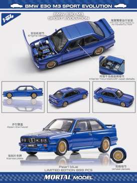 BMW  - E30 M3 blue - 1:64 - Mortal Model - MT-018 - MT-018 | Toms Modelautos