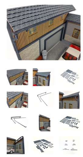 diorama  - Gutters Set dark grey - 1:18 - Dioramatoys - DTJ1881 - DTJ1881 | Toms Modelautos