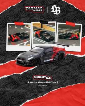 Nissan  - GT-R (R35) 2026 black/red - 1:64 - Tarmac - T64-090-AD - TC-T64-090-AD | Toms Modelautos