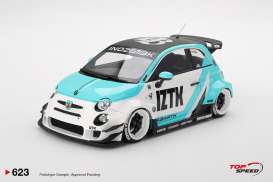 Fiat  - 595 Abarth 2024 white/blue - 1:18 - Top Speed - TS0623 - TS0623 | Toms Modelautos