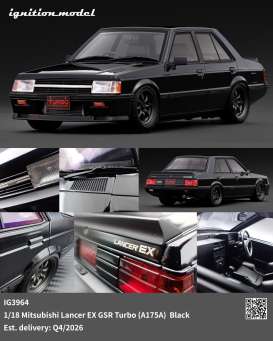 Mitsubishi  - Lancer EX GSR Turbo (A175A) black - 1:18 - Ignition - IG3964 - IG3964 | Toms Modelautos