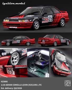 Toyota  - Corolla 1991 red/black - 1:18 - Ignition - IG3866 - IG3866 | Toms Modelautos