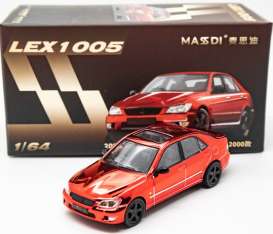 Lexus  - IS300 2000 red - 1:64 - Massdi - LEX1005 - MAS-LEX1005 | Toms Modelautos