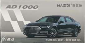 Audi  - A8L 2021 black - 1:64 - Massdi - AD1000 - MAS-AD1000 | Toms Modelautos