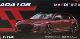 Audi  - RS6 red - 1:64 - Massdi - AD4105 - MAS-AD4105 | Toms Modelautos