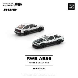 Toyota  - AE86 white/black - 1:64 - Pop Race Limited - PR640496 - PR640496 | Toms Modelautos