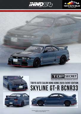 Nissan  - Skyline GT-R BCNR33 2025 blue - 1:64 - Inno Models - IN64-R33TS-TASHK25 - IN64-R33TS-TASHK25 | Toms Modelautos