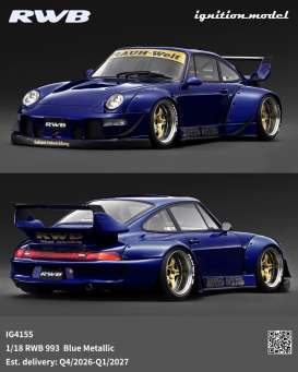 Porsche  - RWB 993 blue - 1:18 - Ignition - IG4155 - IG4155 | Toms Modelautos