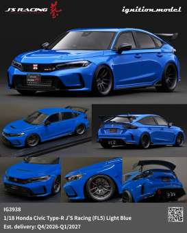 Honda  - Civic  light blue - 1:18 - Ignition - IG3938 - IG3938 | Toms Modelautos