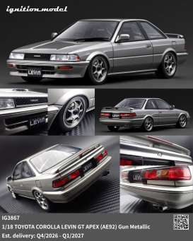 Toyota  - Corolla Levin gun metallic - 1:18 - Ignition - IG3867 - IG3867 | Toms Modelautos
