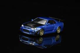 Nissan  - Skyline GT-R (R34) blue - 1:64 - Motorhelix - M63476 - MH63476 | Toms Modelautos