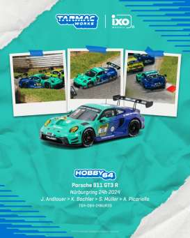 Porsche  - 911 2024 blue - 1:64 - Tarmac - T64-084-24NUR33 - TC-T64-084-24NUR33 | Toms Modelautos