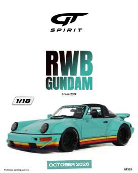 Porsche  - RWB Gundam 2024 green - 1:18 - GT Spirit - GT583 - GT583 | Toms Modelautos