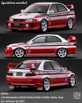 Mitsubishi  - Lancer Evo V white/red - 1:18 - Ignition - IG4021 - IG4021 | Toms Modelautos