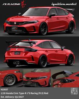 Honda  - Civic red - 1:18 - Ignition - IG3937 - IG3937 | Toms Modelautos