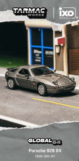 Porsche  - 928 S4 1992 grey metallic - 1:64 - Tarmac - T64G-085-GY - TC-T64G-085-GY | Toms Modelautos