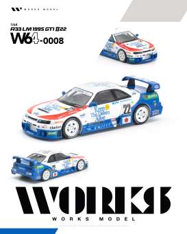 Nissan  - R33 LM  1995 blue/white/red - 1:64 - WORKS - W640008 - W64-0008 | Toms Modelautos