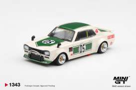 Nissan  - Skyline 1971 white/green - 1:64 - Mini GT - MGT01343-BL - MGT01343-BL | Toms Modelautos