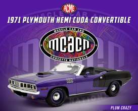 Plymouth  - Hemi Cuda Convertible 1971 purple - 1:18 - Acme Diecast - 1806141 - acme1806141 | Toms Modelautos