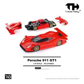 Porsche  - 911 GT1 1998 red - 1:64 - Trends Hobby - TH241085F - TH241085F | Toms Modelautos