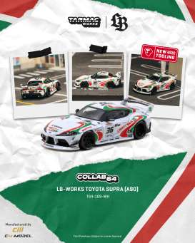 Toyota  - Supra 2024 white/green/red - 1:64 - Tarmac - T64-109-WH - TC-T64-109-WH | Toms Modelautos