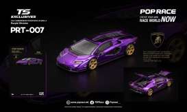 Lamborghini  - Countach purple chrome - 1:64 - Pop Race Limited - PRT007 - PRT007 | Toms Modelautos