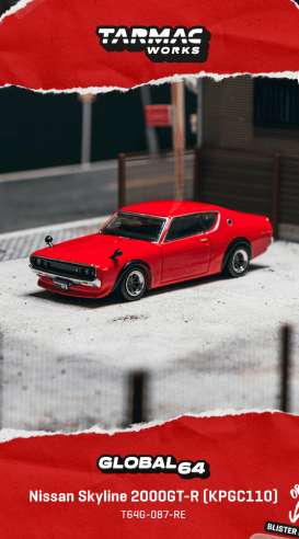 Nissan  - Skkyline 2000 GT-R 1972 red - 1:64 - Tarmac - T64G-087-RE-BL - TC-T64G-087-RE-BL | Toms Modelautos