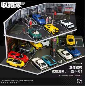 diorama Accessoires - US style double-deck parking various - 1:64 - Black Box Diorama - SCJ-82082 - SCJ-82082 | Toms Modelautos