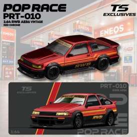 Toyota  - AE86  red chrome - 1:64 - Pop Race Limited - PRT010 - PRT010 | Toms Modelautos