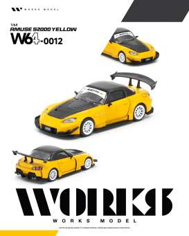 Honda  - Amuse S2000 yellow - 1:64 - WORKS - W640012 - W64-0012 | Toms Modelautos