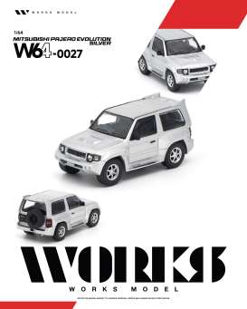 Mitsubishi  - Pajero Evolution silver - 1:64 - WORKS - W640027 - W64-0027 | Toms Modelautos