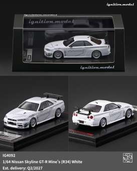 Nissan  - Skyline GT-R Mine's (R34) white - 1:64 - Ignition - IG4092 - IG4092 | Toms Modelautos