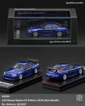 Nissan  - Skyline GT-R Mine blue metallic - 1:64 - Ignition - IG4094 - IG4094 | Toms Modelautos