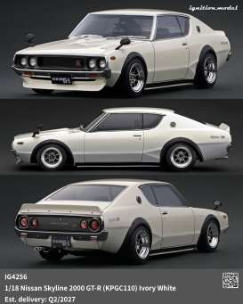 Nissan  - Skyline 2000 GT-R (KPGC110)  ivory white - 1:18 - Ignition - IG4256 - IG4256 | Toms Modelautos