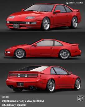 Nissan  - Fairlady Z 2by2 (Z32) red - 1:18 - Ignition - IG4307 - IG4307 | Toms Modelautos
