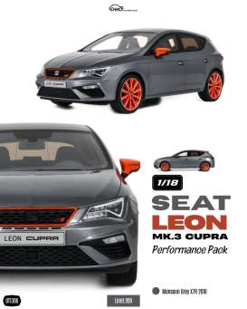 Seat  - Leon 2018 monsoon grey X7R - 1:18 - OttOmobile Miniatures - OT1306 - OT1306 | Toms Modelautos